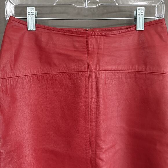 Vintage Limited Express Red Leather Pencil Skirt Retro Glam Mob Wife Women’s 9 - Picture 3 of 11
